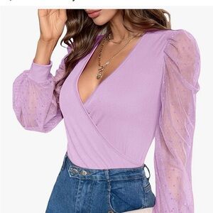 Lavender V-Neck Women's Top